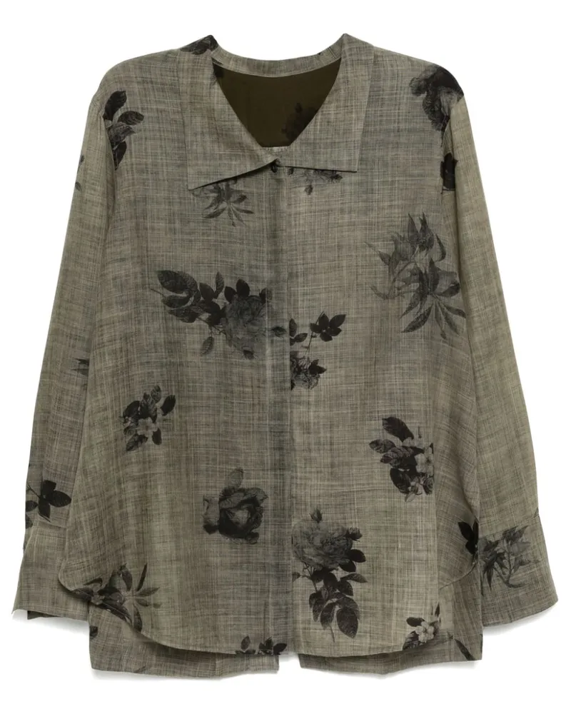 Ziggy Chen Hemd mit Falten - Grau Grau