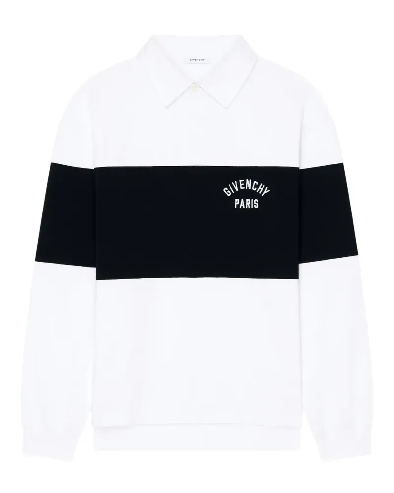 Givenchy Zweifarbiges Poloshirt aus Baumwolle mit  Paris-Stickerei - Weiß Weiß