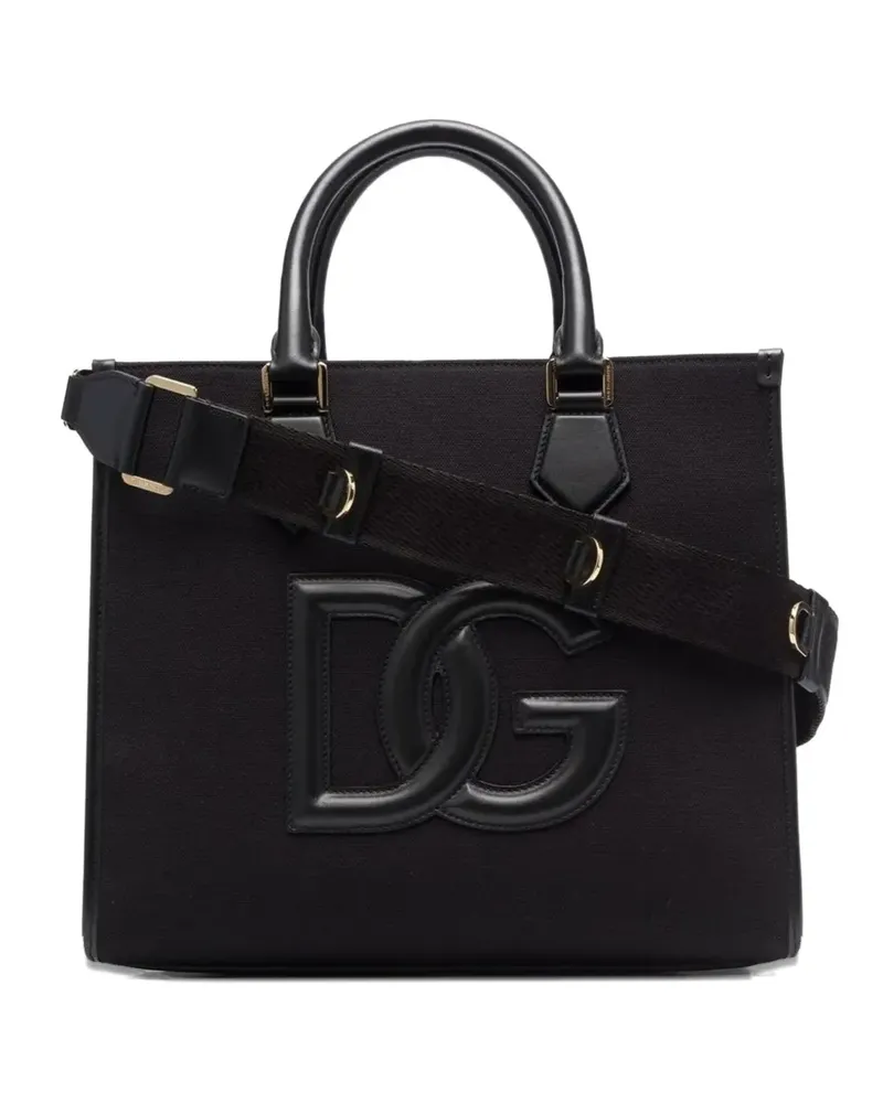 Dolce & Gabbana Kleine Handtasche mit Logo-Schild - Schwarz Schwarz