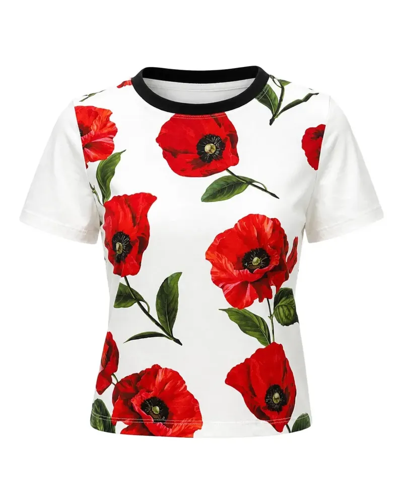 Alice + Olivia Onie T-Shirt mit Mohn-Print - Weiß Weiß