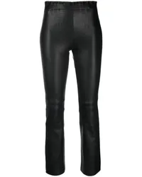 Stouls Cropped-Hose aus Leder Schwarz