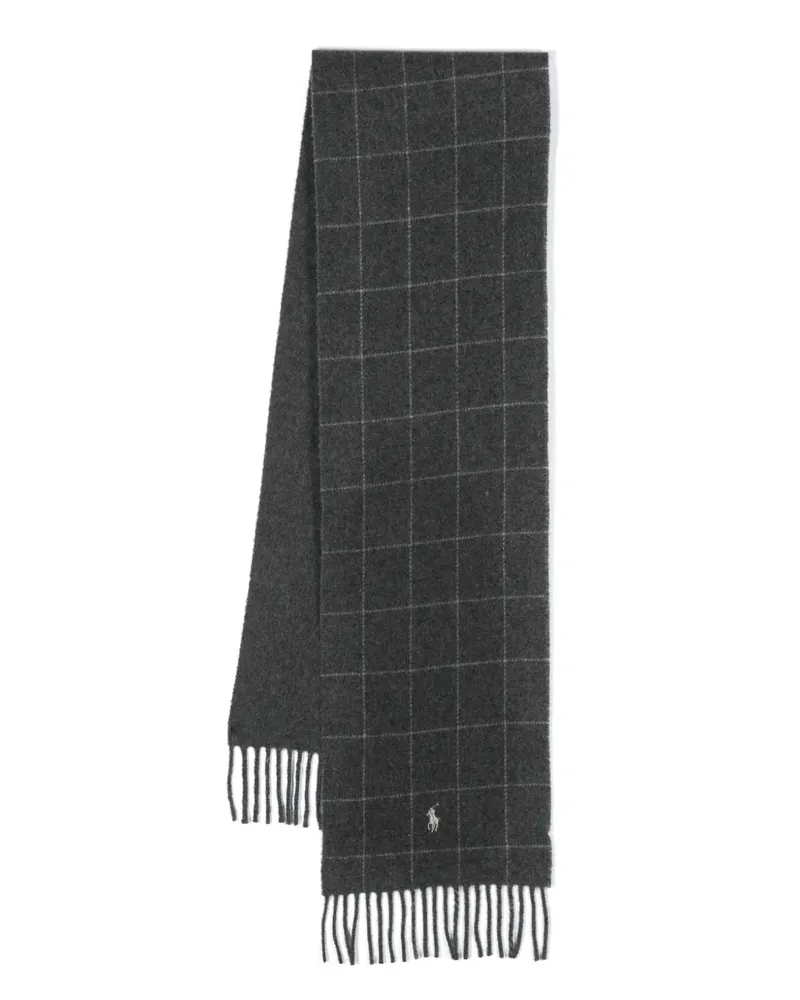 Ralph Lauren Fransenschal mit Polo Pony - Grau Grau