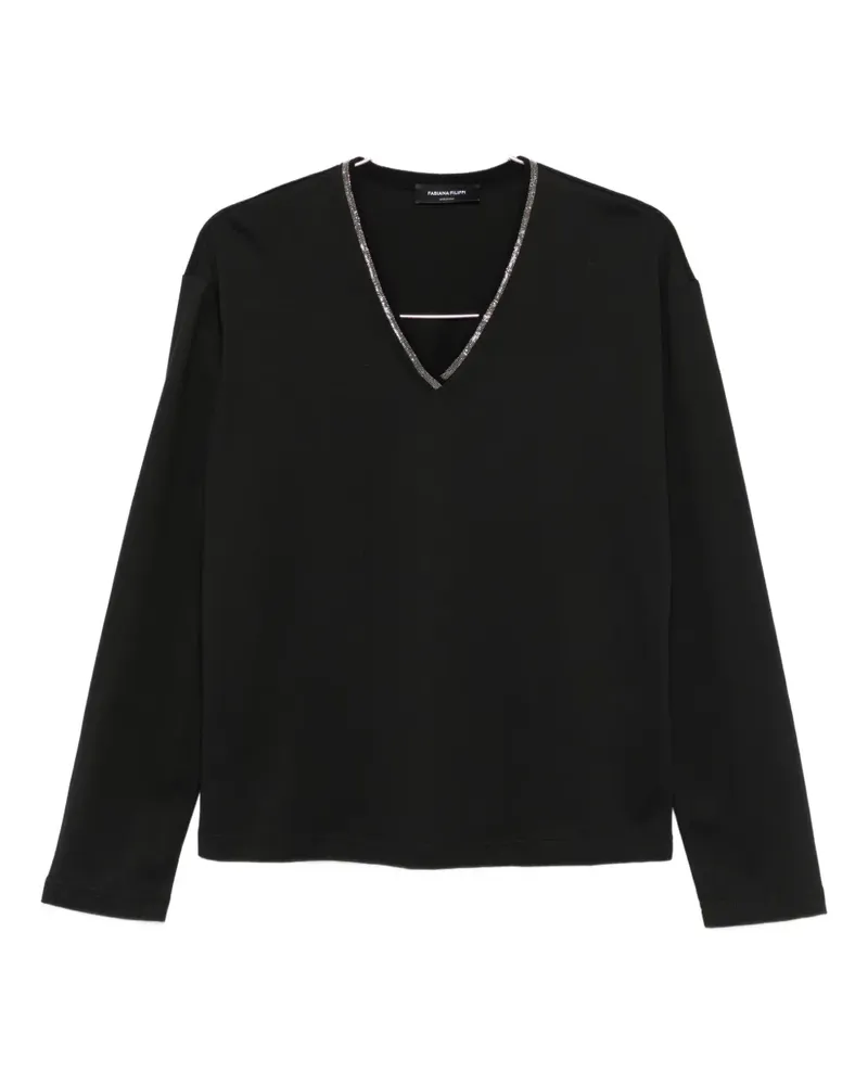 Fabiana Filippi embellished-neckline T-shirt - Schwarz Schwarz