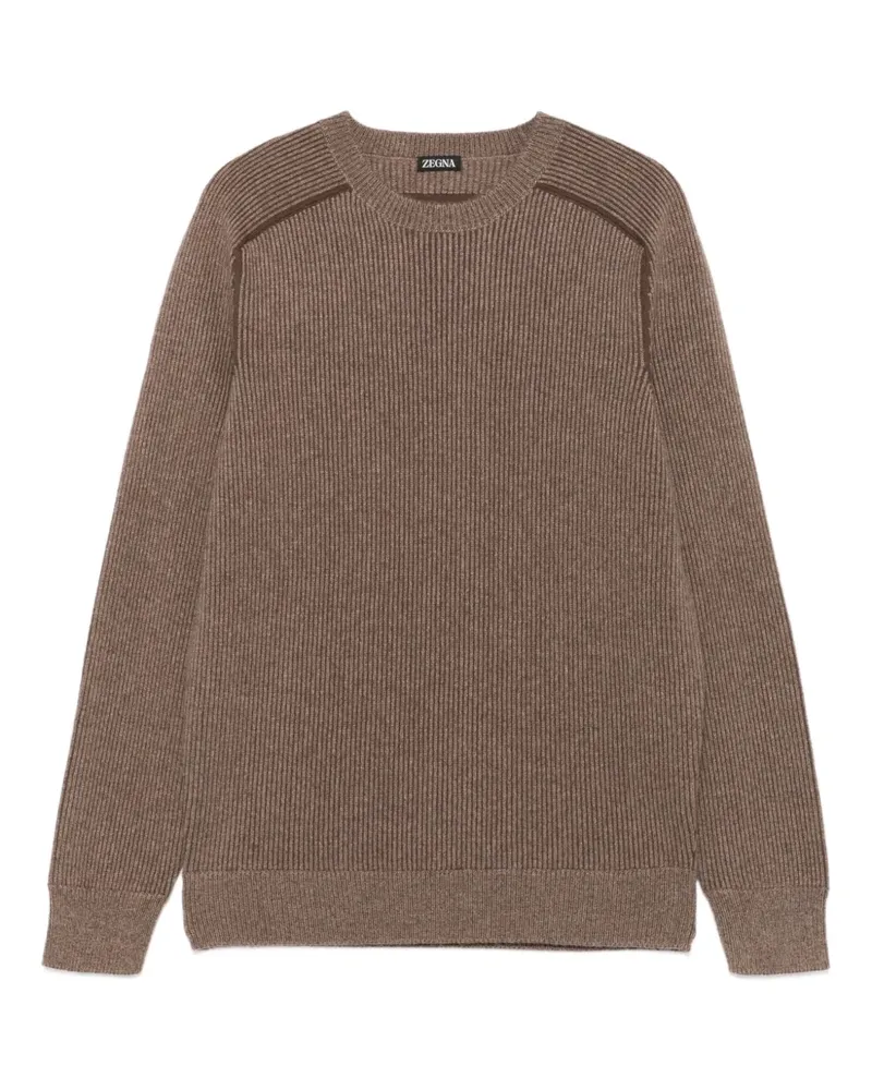 Ermenegildo Zegna Gerippter Pullover mit Schulterdetail - Braun Braun