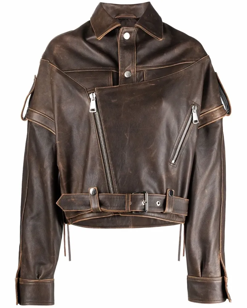 Manokhi Bikerjacke mit Reißverschluss - Braun Braun