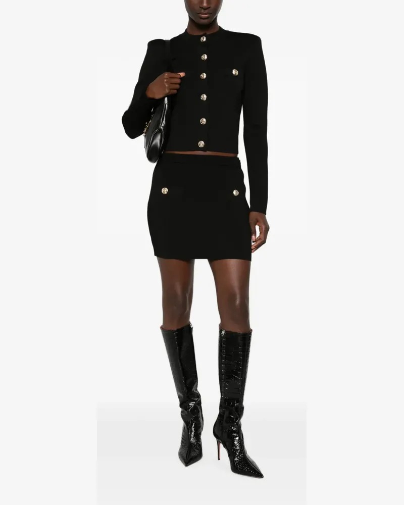 Balmain button-embellished knitted mini skirt - Schwarz Schwarz