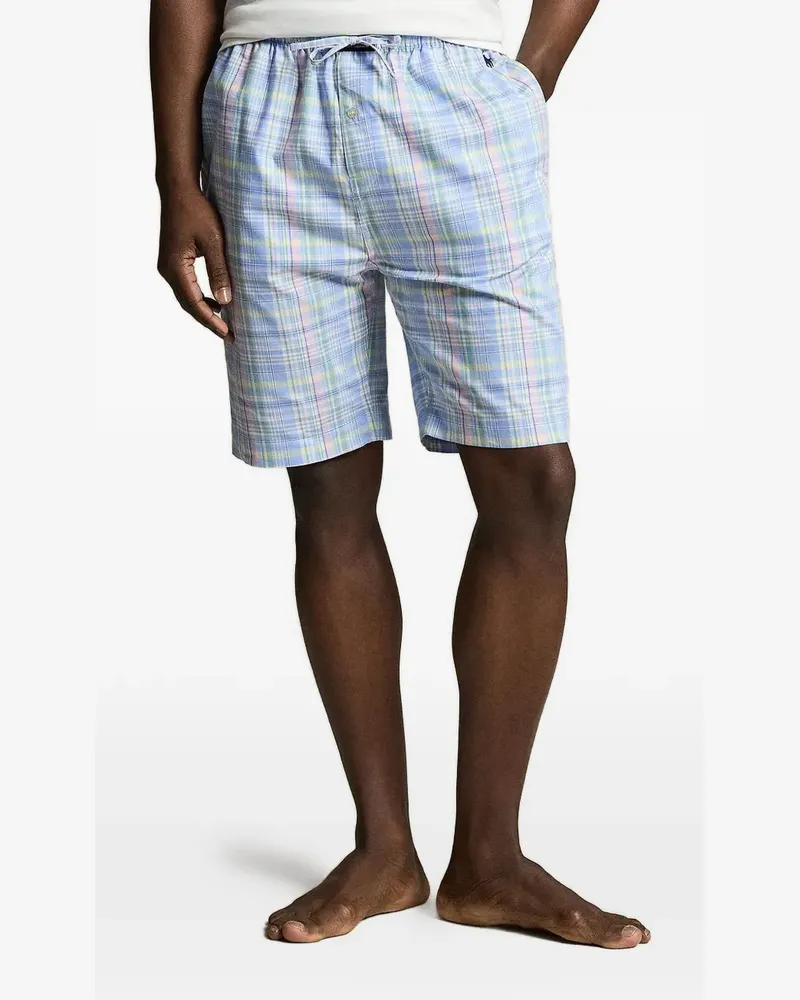 Ralph Lauren check-pattern drawstring pajama shorts - Blau Blau