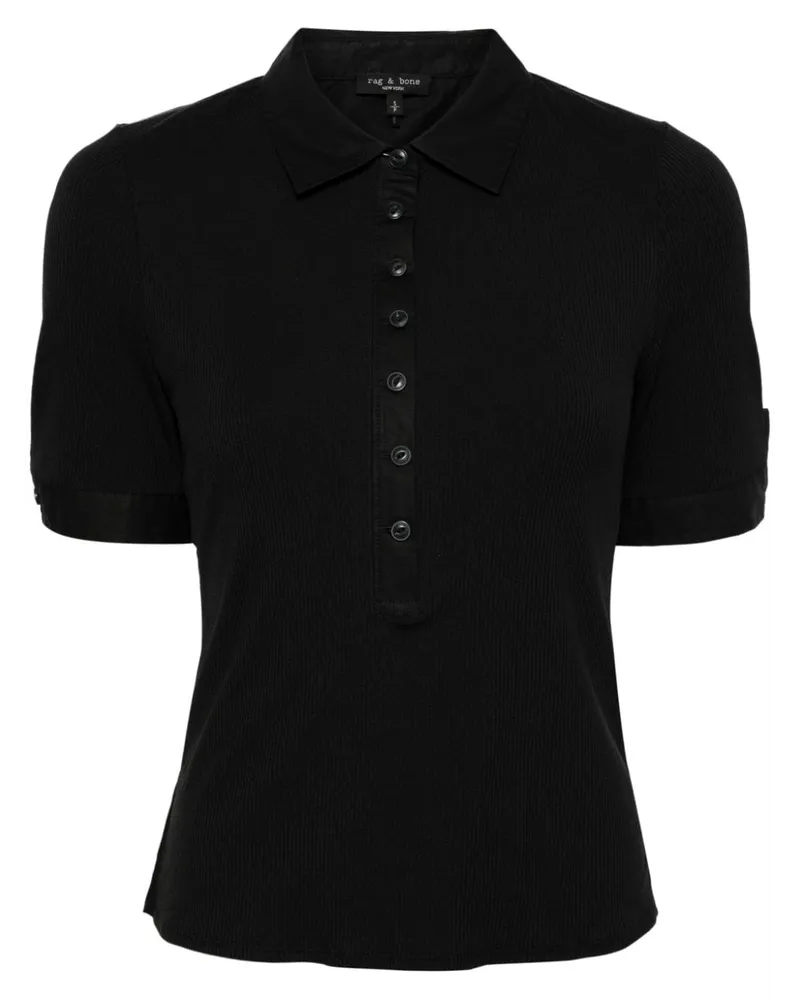 Rag & Bone Geripptes Poloshirt Schwarz