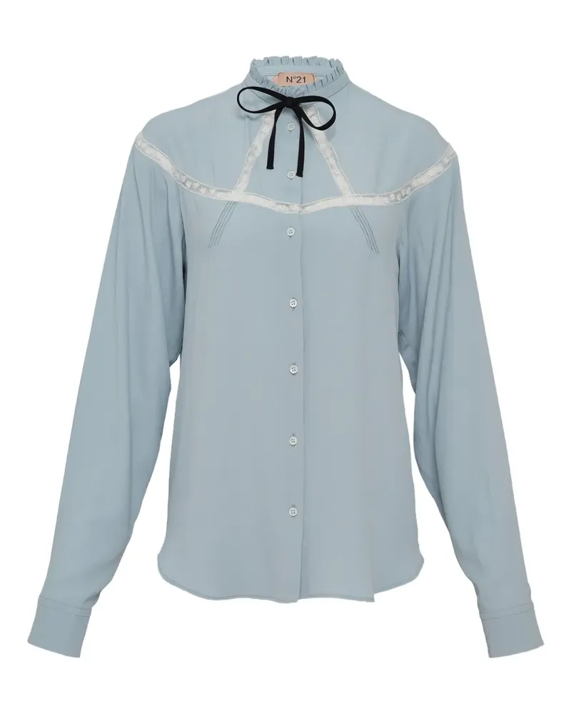 N° 21 Spitzenbesatz-Hemd mit Schleife - Blau Blau