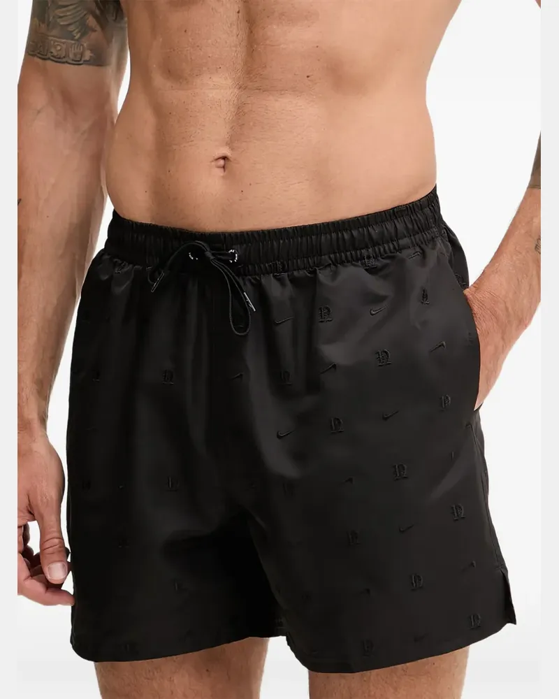 Nike logo-embroidered drawstring swim shorts - Schwarz Schwarz