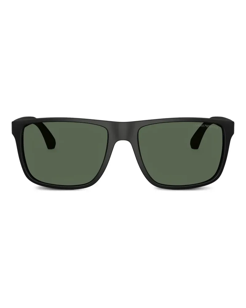 Emporio Armani Sonnenbrille mit eckigem Gestell - Schwarz Schwarz