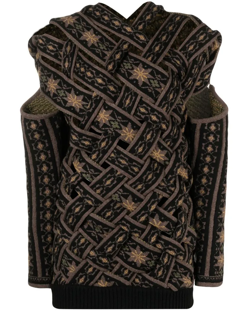 Y/PROJECT Intarsien-Pullover mit Cut-Outs - Braun Braun