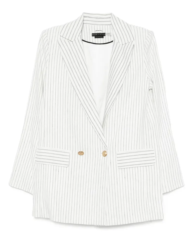 Alice + Olivia Gestreifter Arias Blazer - Weiß Weiß