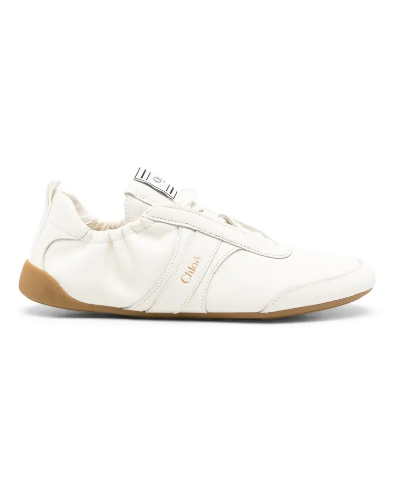 Chloé Kick logo-print lace-up sneakers - Nude Nude