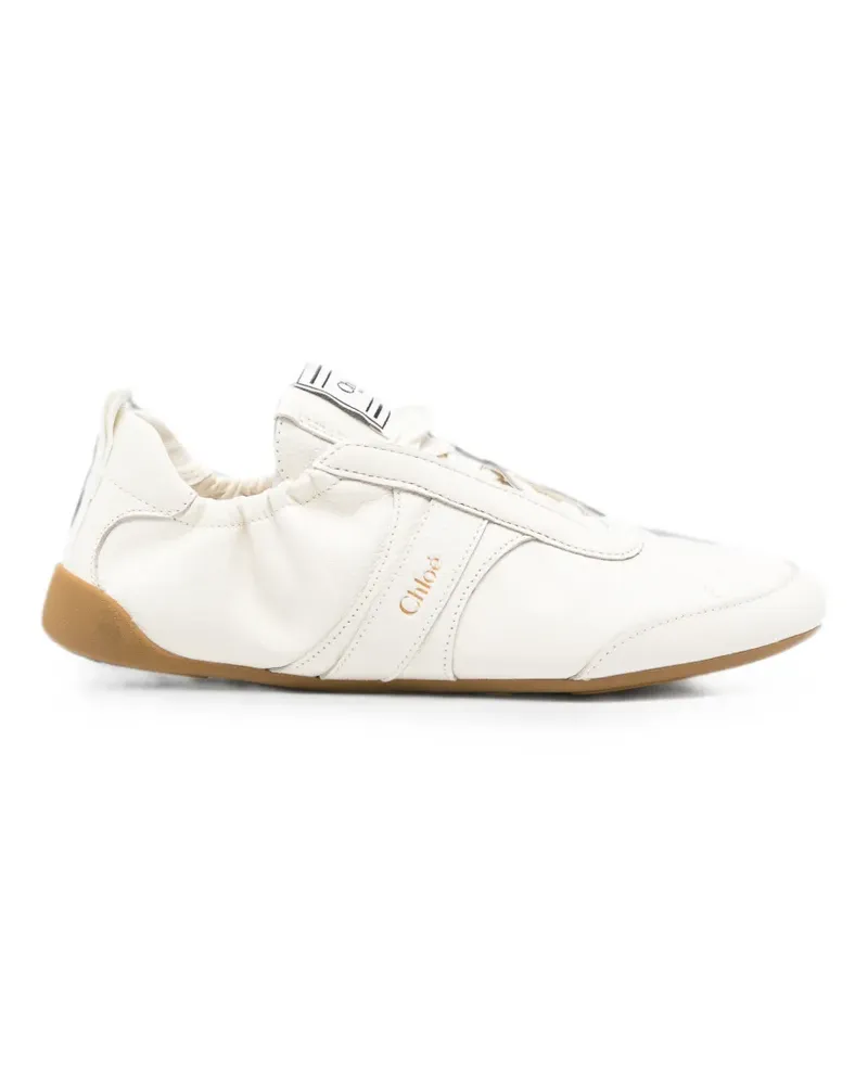 Chloé Kick logo-print lace-up sneakers - Nude Nude