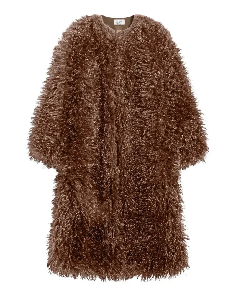 PENCE faux-fur round-neck coat - Braun Braun