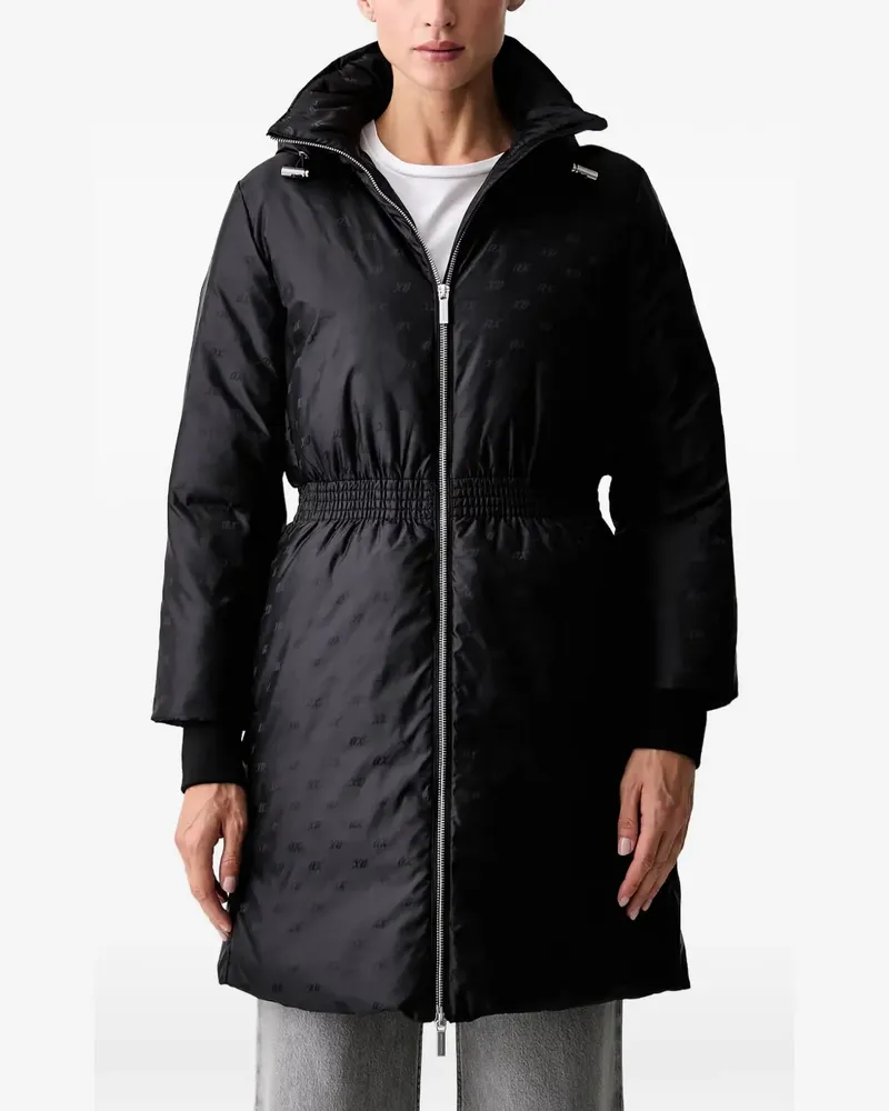 Armani Exchange monogram-pattern hooded coat - Schwarz Schwarz