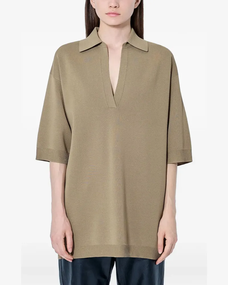 Max Mara Gestricktes Oversized-Poloshirt - Nude Nude