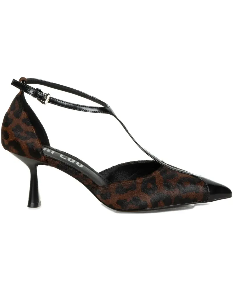 Bibi Lou 75mm t-strap leopard boots - Braun Braun