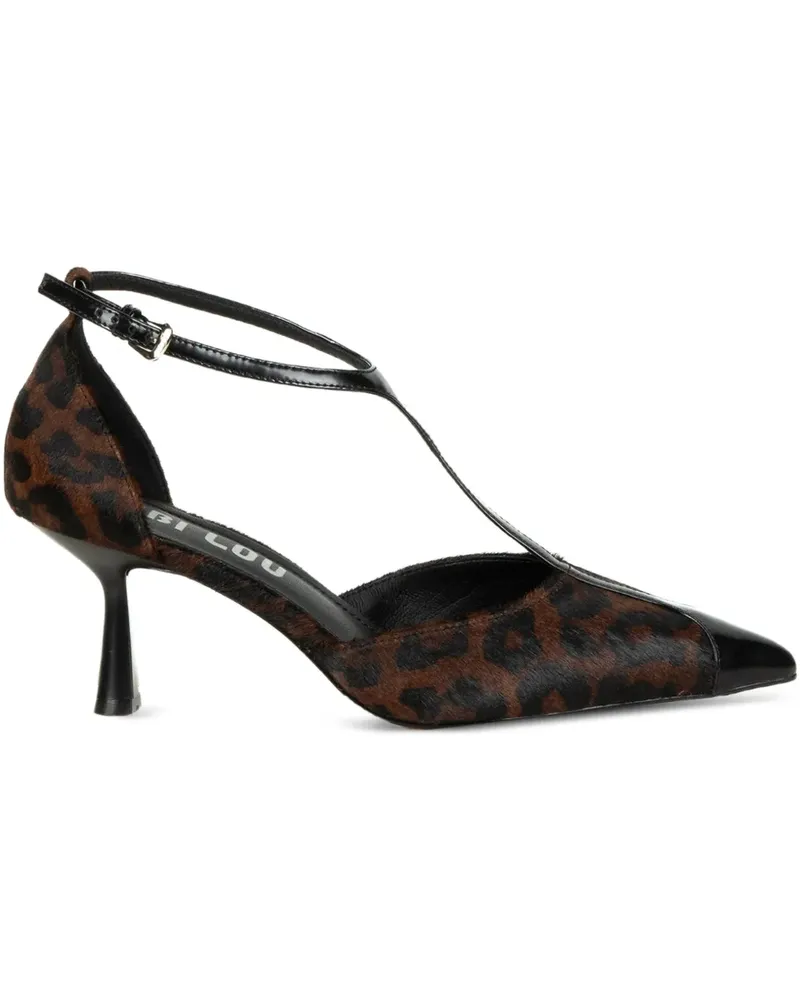 Bibi Lou Leoparden-Stiefel mit T-Riemen 75mm - Braun Braun