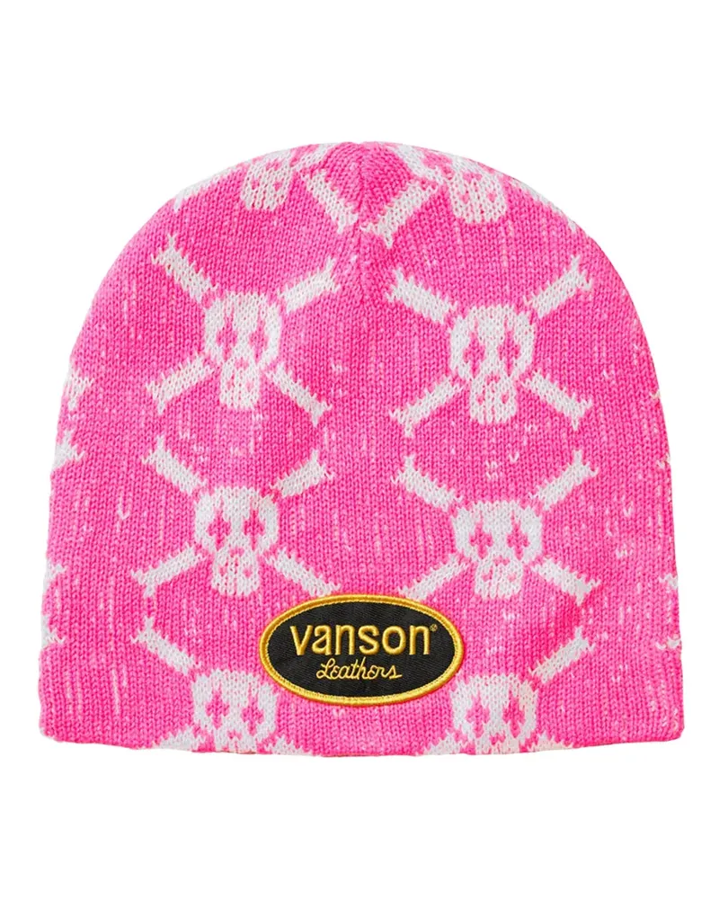 Supreme Being x Vanson Leathers Beanie mit Totenkopf-Intarsie - Rosa Rosa