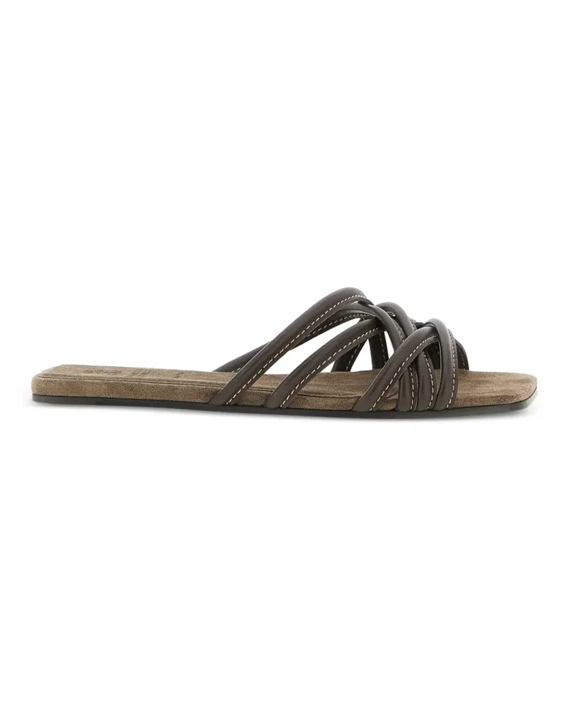 Brunello Cucinelli contrast-stitching leather sandals - Braun Braun