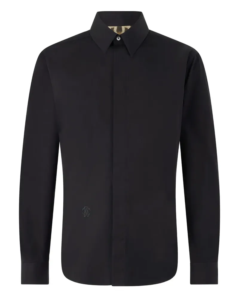 Roberto Cavalli Hemd mit Logo-Stickerei - Schwarz Schwarz