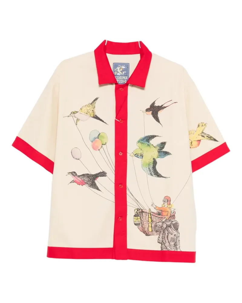 KidSuper print collared shirt - Nude Nude