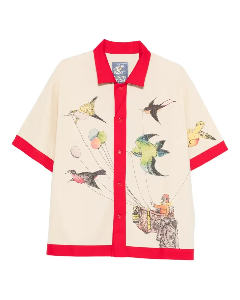 KidSuper print collared shirt - Nude Nude