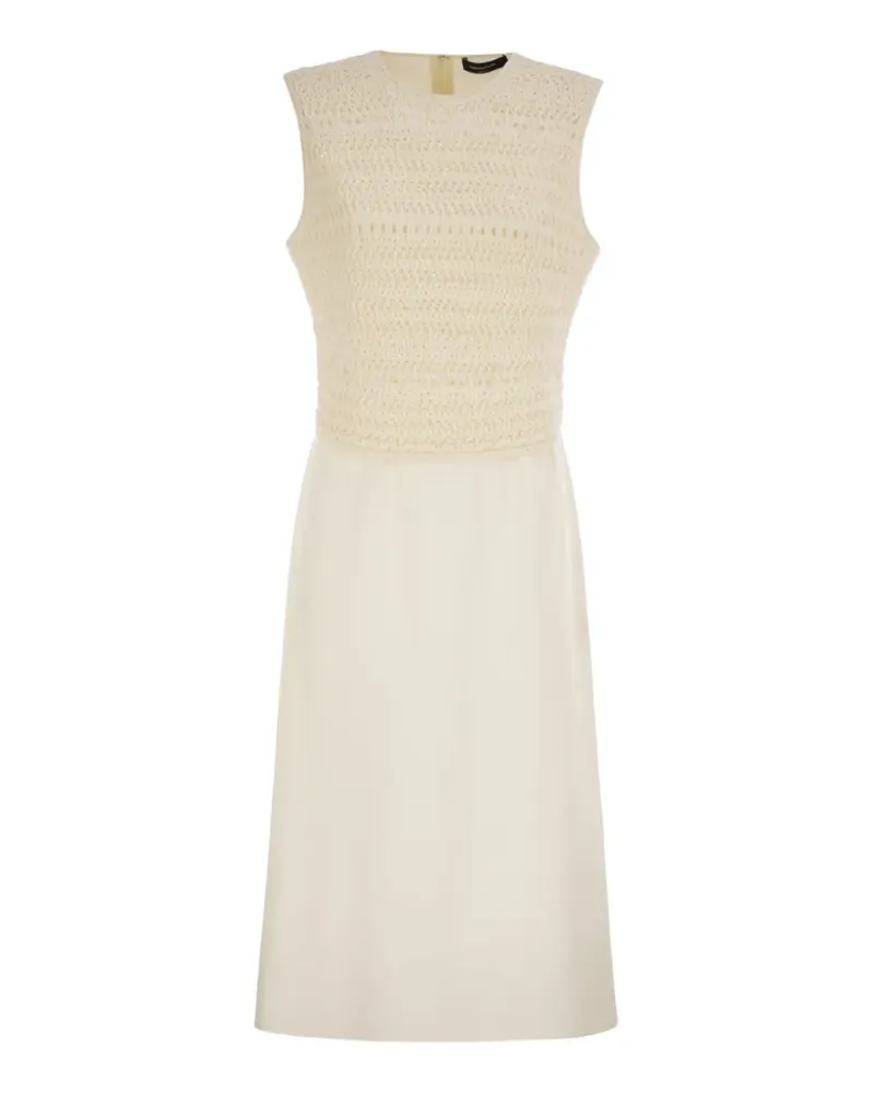 Fabiana Filippi crochet-bodice sleeveless midi dress - Nude Nude