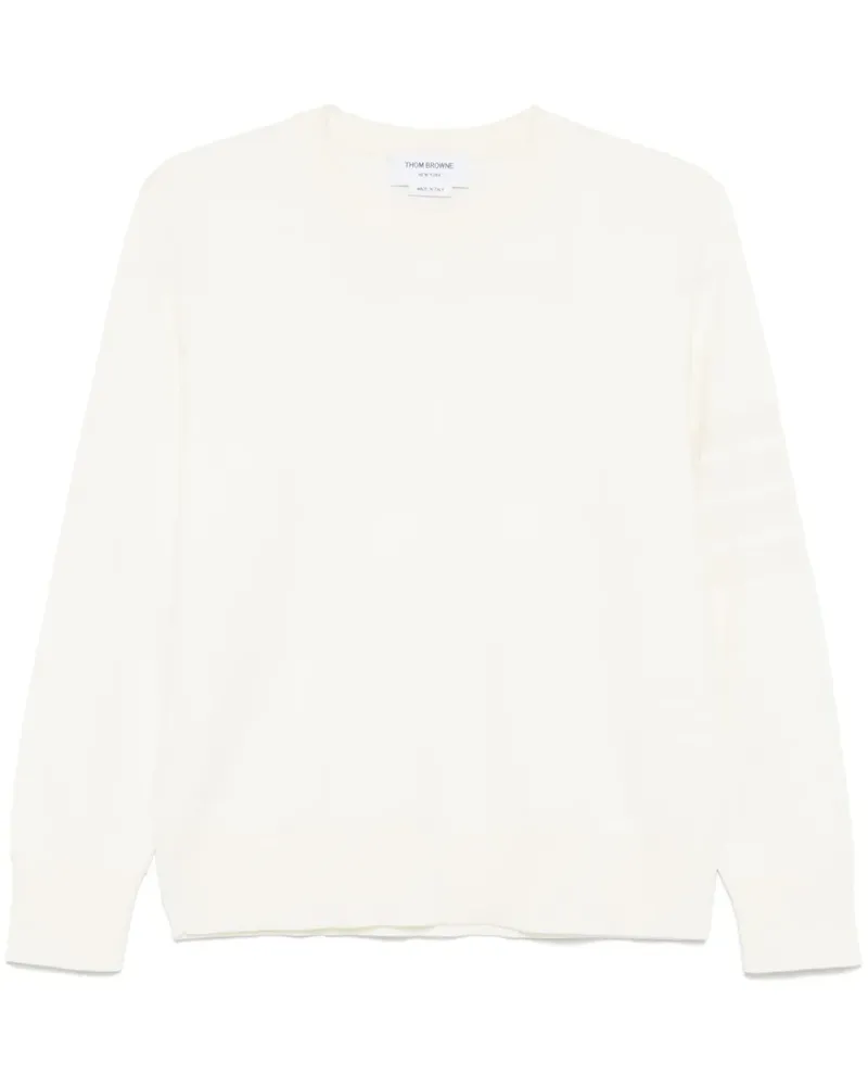 Thom Browne 4-Bar Pullover mit rundem Ausschnitt - Weiß Weiß
