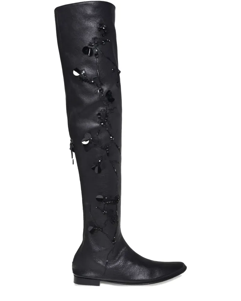 Alberta Ferretti Overknee-Stiefel mit Pailletten - Schwarz Schwarz