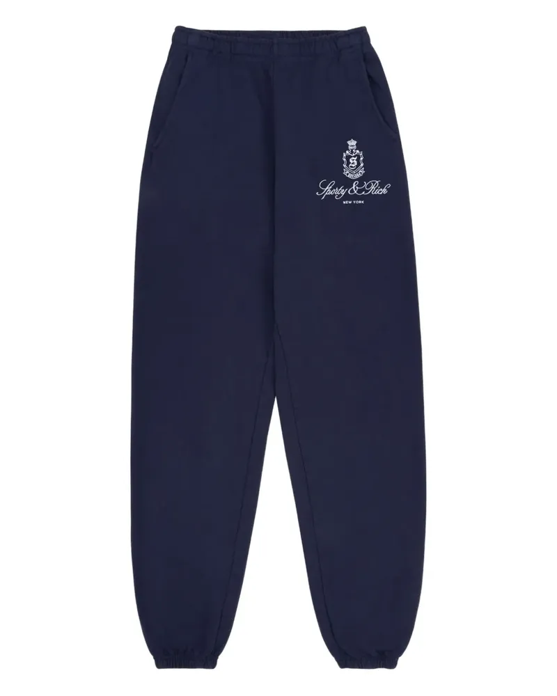 SPORTY & RICH Jogginghose mit Logo-Stickerei - Blau Blau
