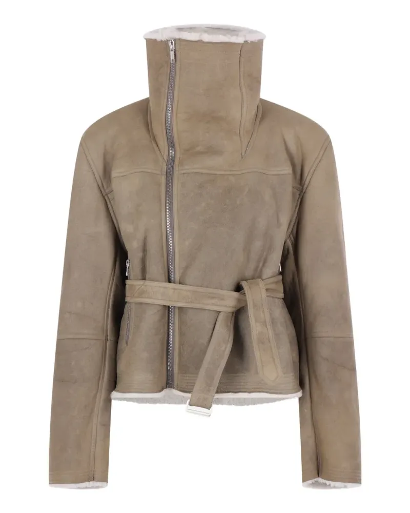 Rick Owens Cropped Flight Jacke mit Gürtel - Nude Nude