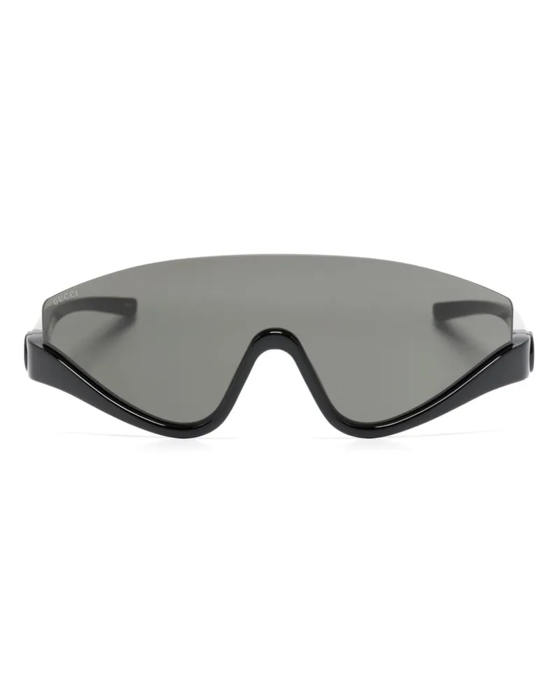 Gucci Sonnenbrille mit Shield-Gestell - Schwarz Schwarz