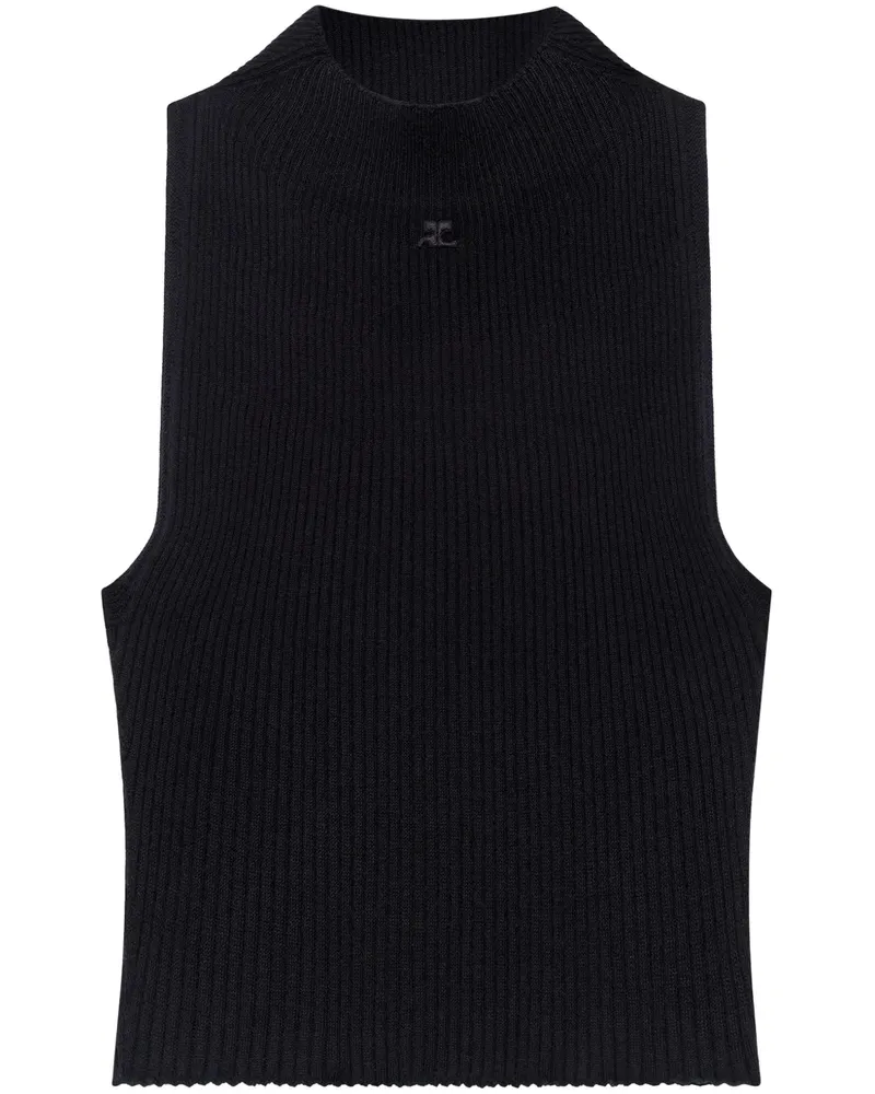 Courrèges Geripptes Cropped-Top - Schwarz Schwarz