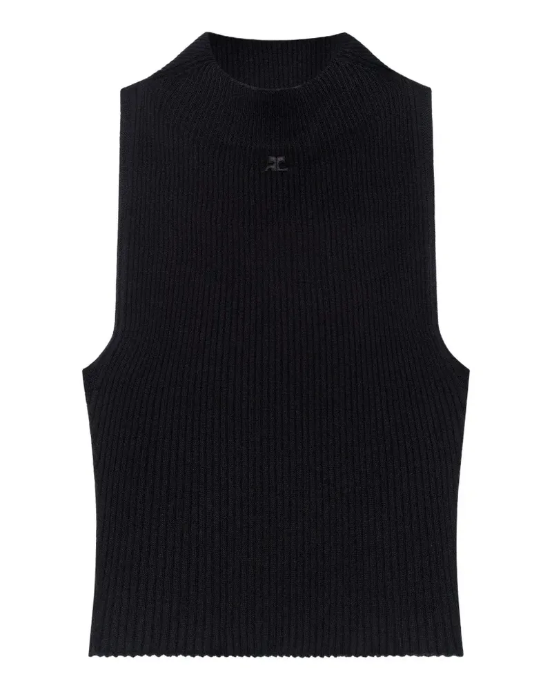 Courrèges Geripptes Cropped-Top - Schwarz Schwarz