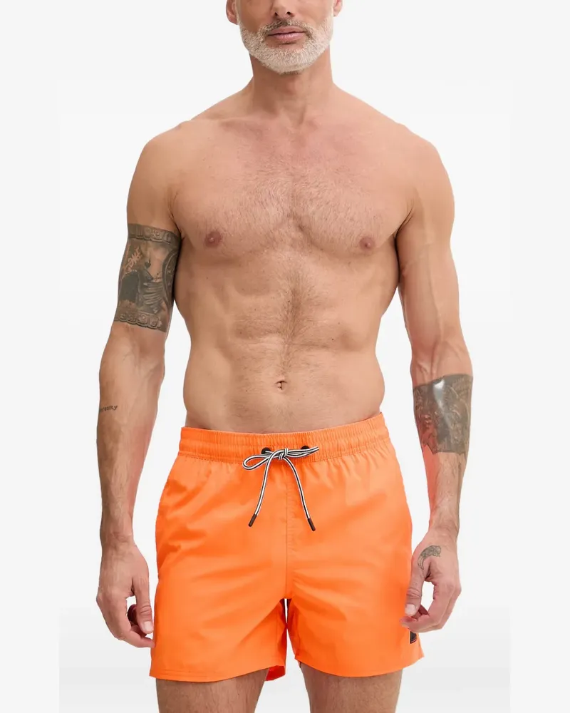 Bogner Fire & Ice Nelson drawstring-waist logo-patch swim shorts - Orange Orange