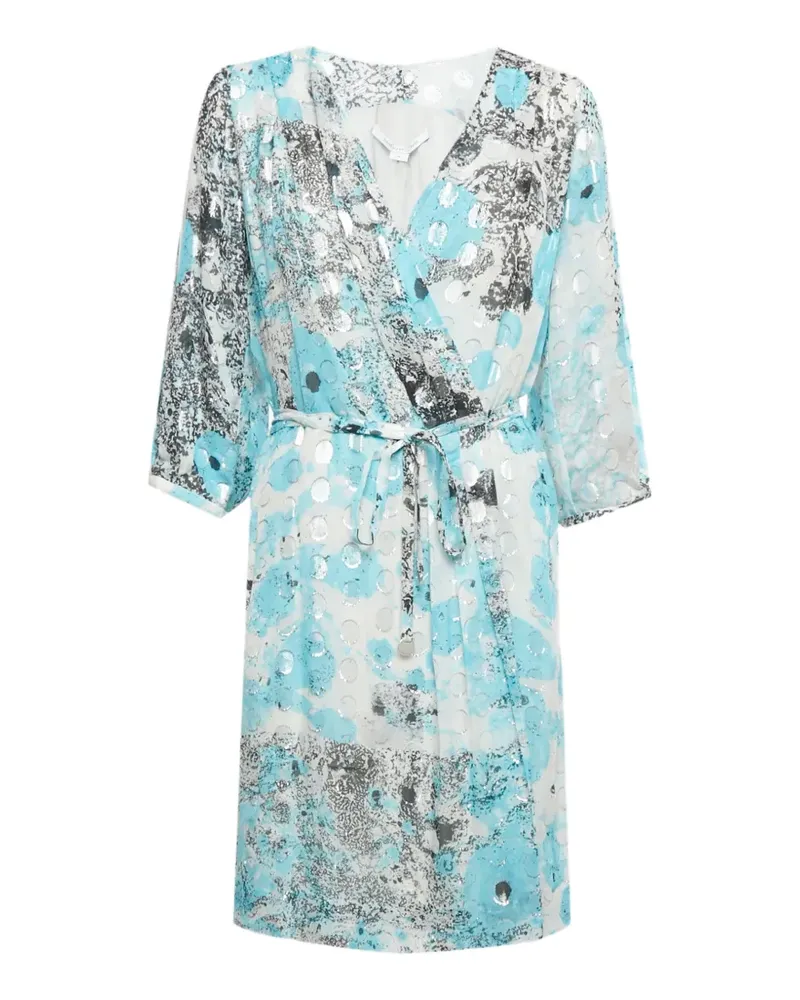 Diane von Furstenberg Gewickeltes Minikleid mit Metallic-Punkten - Blau Blau