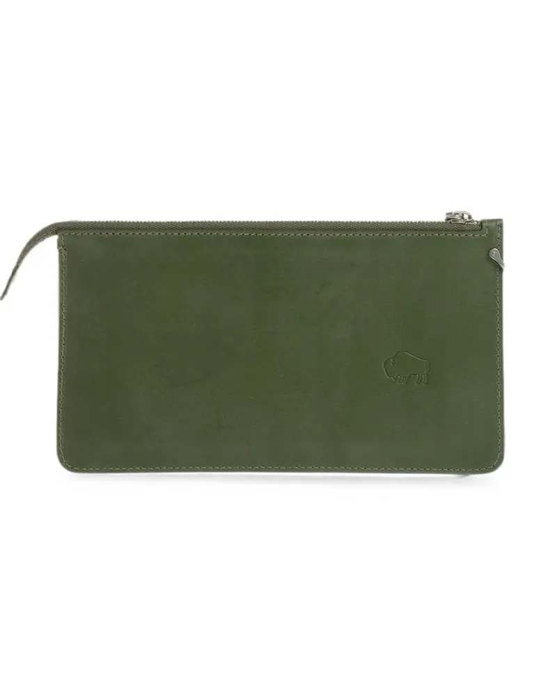 IL BISONTE logo-debossed leather cardholder - Grün Grün