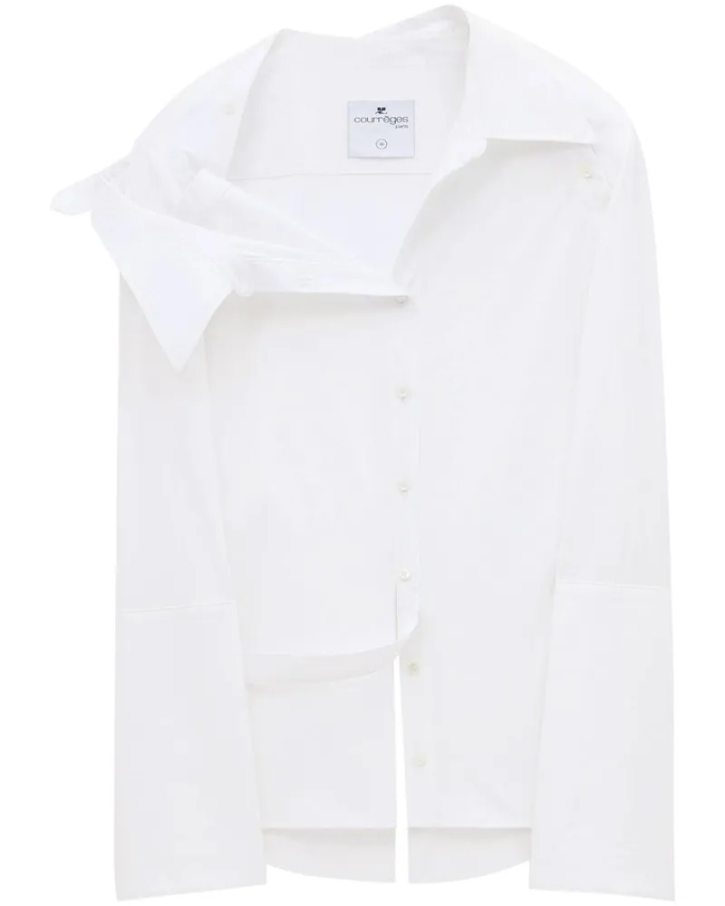 Courrèges Asymmetrisches Modular Popeline-Hemd - Weiß Weiß