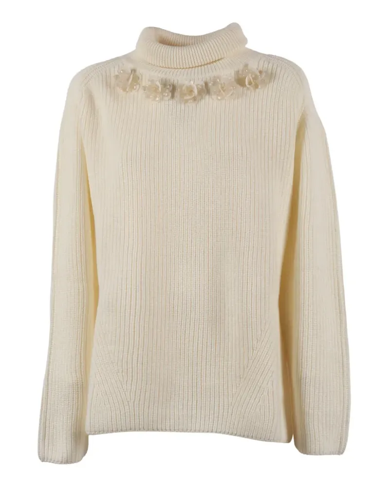 P.A.R.O.S.H. P.A.R.O H. floral-appliqué roll-neck sweater - Nude Nude