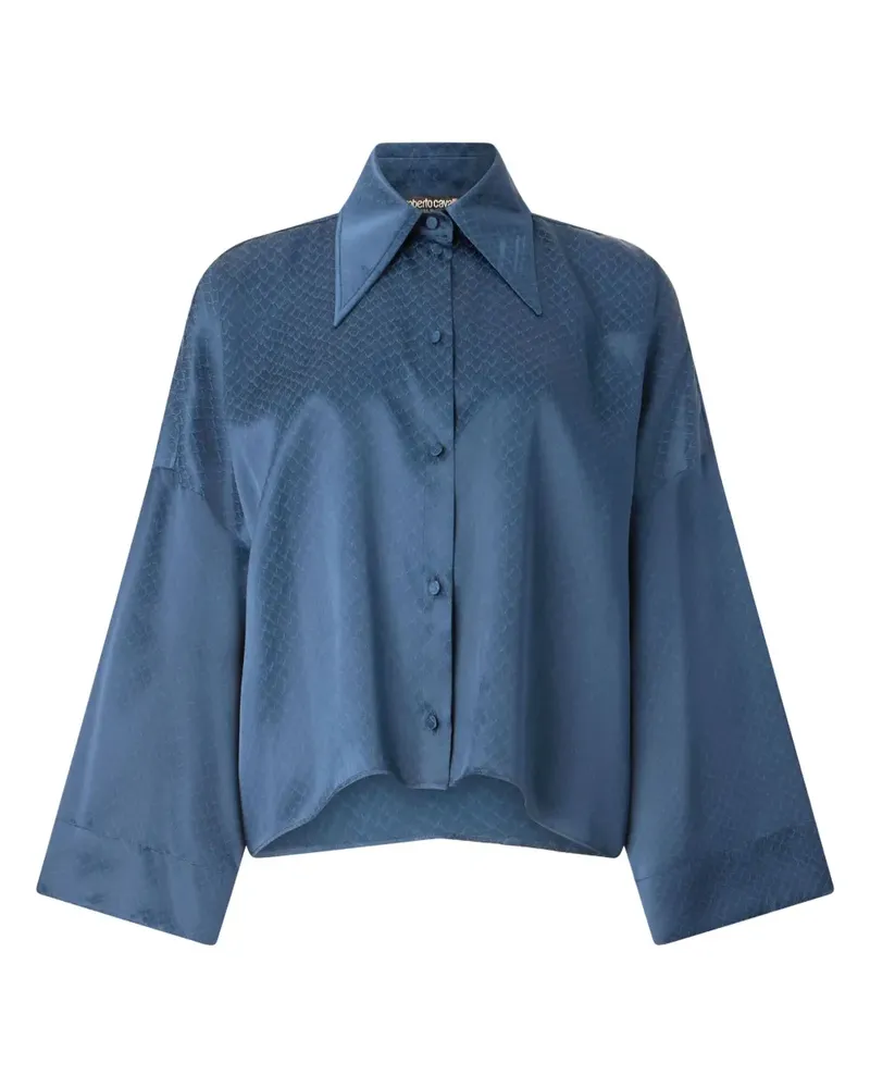 Roberto Cavalli Hemd mit Schlangenleder-Print - Blau Blau