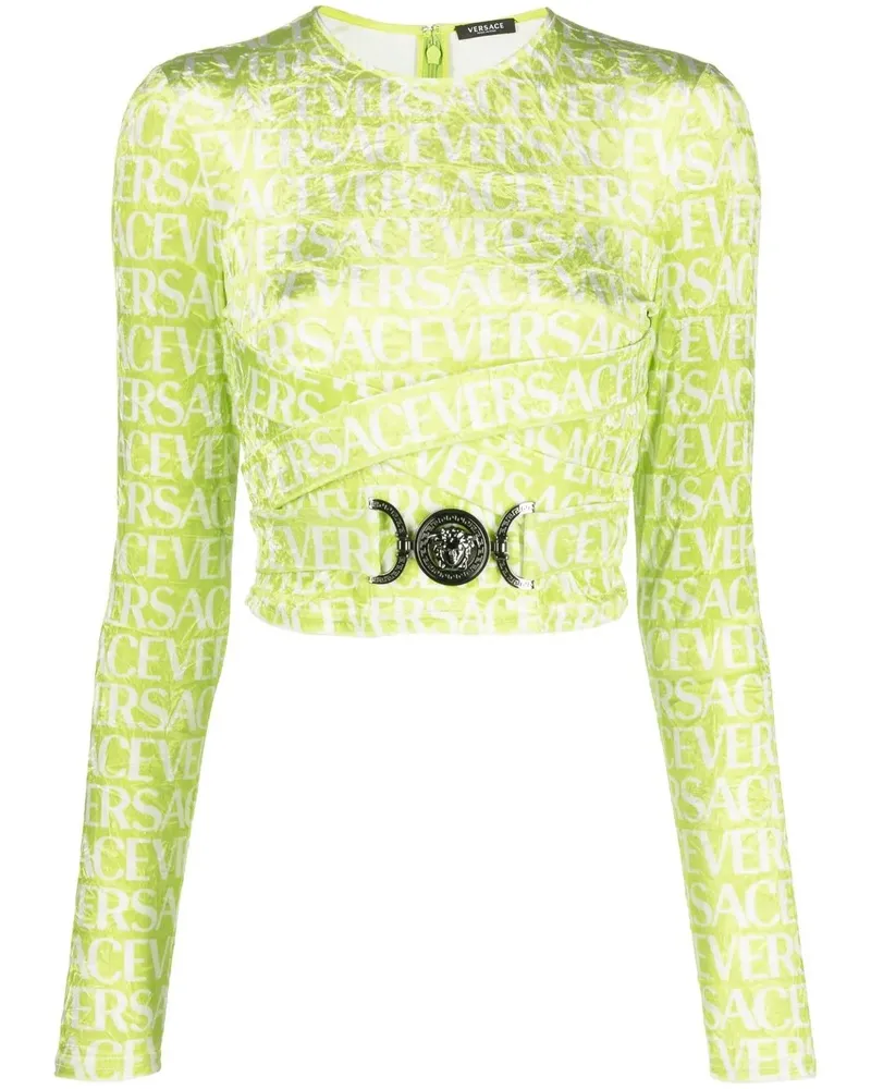 Versace Cropped-Top mit Logo-Print - Grün Grün