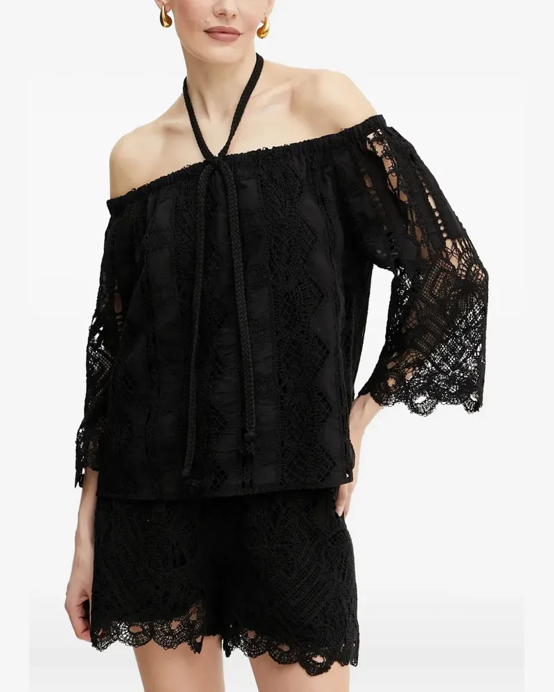 Pinko Schulterfreies Cropped-Oberteil - Schwarz Schwarz
