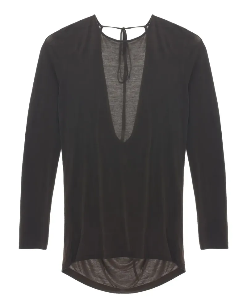 Uma Wang Langarmshirt mit Schleifenverschluss - Braun Braun