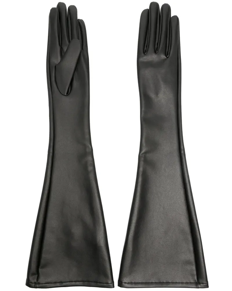 Issey Miyake Ellenbogenlange Lederhandschuhe - Schwarz Schwarz