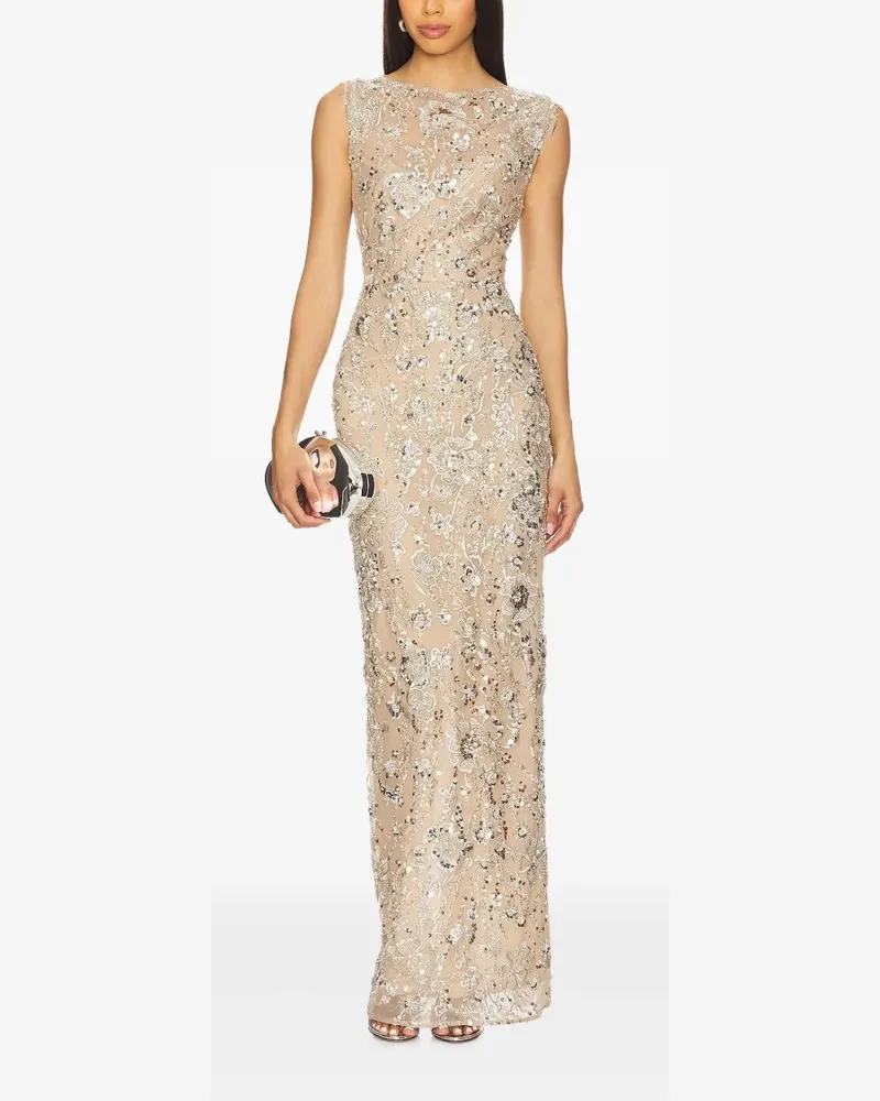 BRONX AND BANCO Violet Maxikleid mit Pailletten - Nude Nude