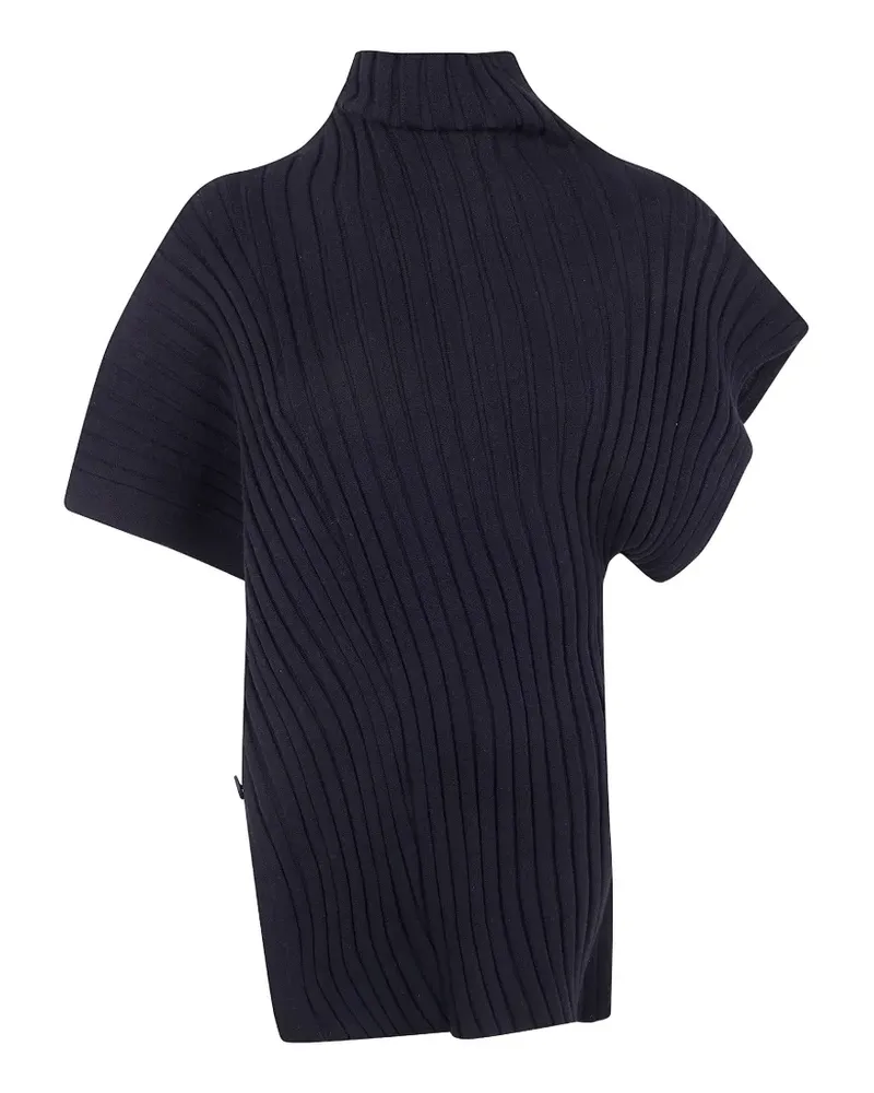 Issey Miyake Geripptes Oberteil mit Stehkragen - Schwarz Schwarz