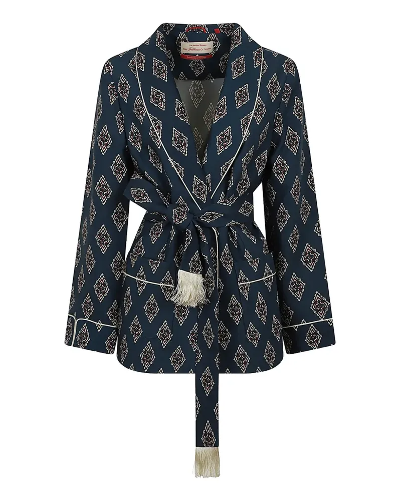 For Restless Sleepers geometric-print belted jacket - Blau Blau